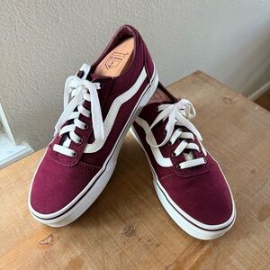 Vans Old Skool Burgundy and White Women's Sneakers